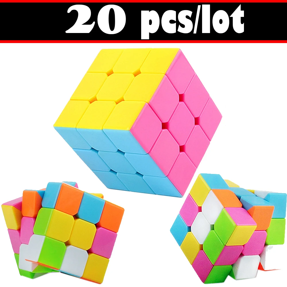 20 шт./компл. красочный Гладкий скоростной волшебный куб головоломка 3x3x3 для детей