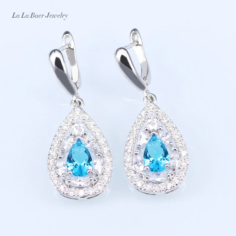 L &amp B свадебные комплекты ювелирных изделий Небесно-Голубой опал белый цирконий