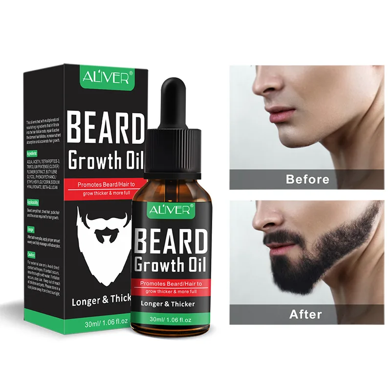 

ALIVER Natural Beard Growth Oil Essential Fuller Thicker Beard Organic Mustache Softener Beard Care Products TSLM1