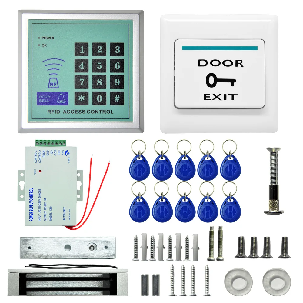 

RFID Access Control System DIY Kit Glass Door Gate Opener Set Electronic Magnetic Lock ID Card Power Supply