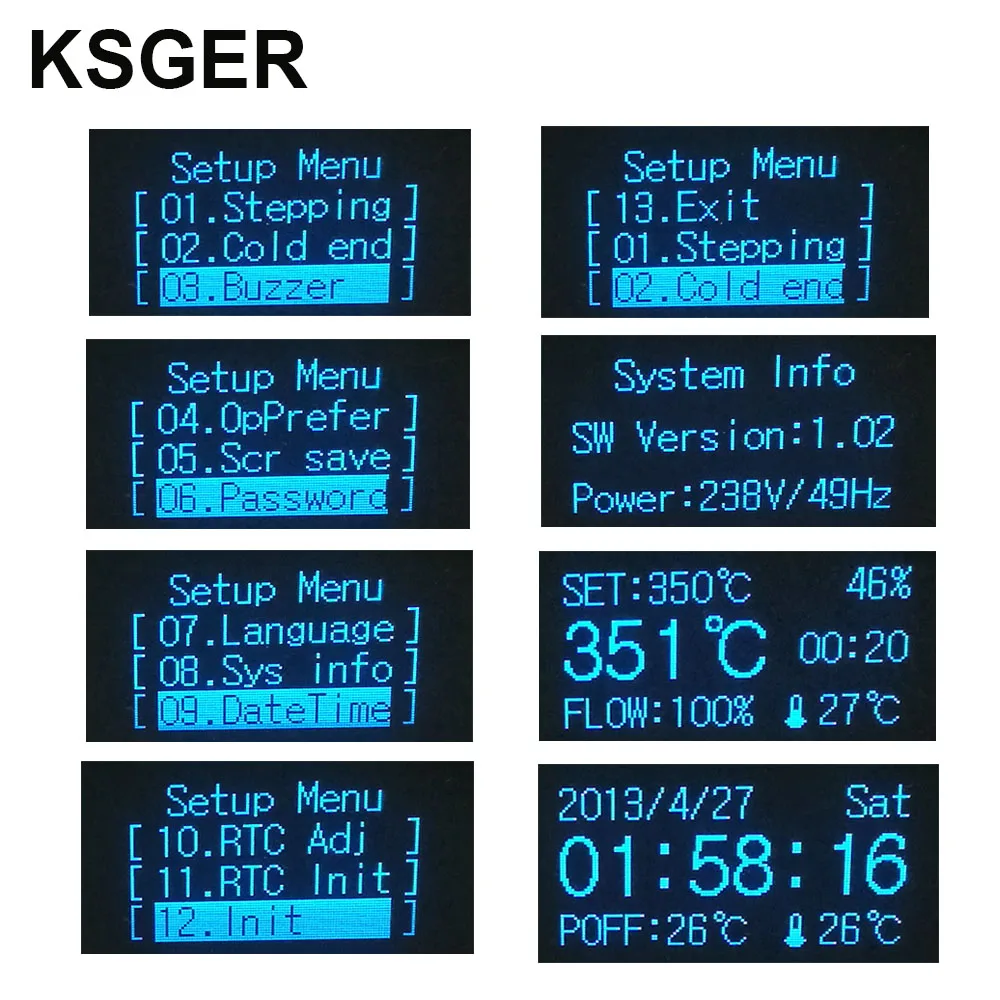KSGER OLED пистолет горячего воздуха SMD контроллер 1 3 дюйма DIY Набор Rewrok паяльная