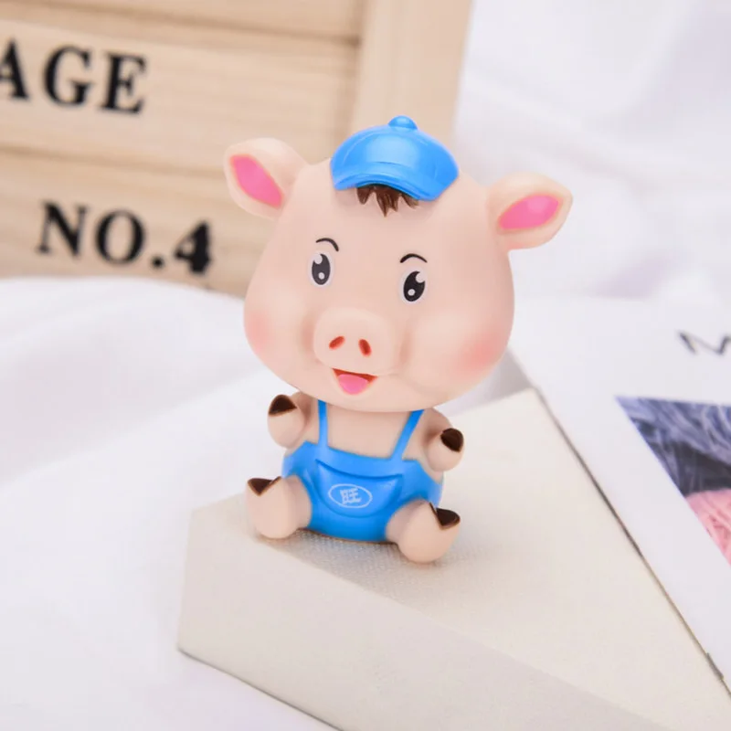 Creative Car Shaking Head Pig Model Ornaments Cartoon Cute Silicone Puppy Figurines Cake Baking Decoration Gifts | Дом и сад