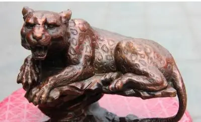 Chnese Feng shui Copper Bronze Animal Ferocious Leopard Panther Statue Sculpture | Дом и сад