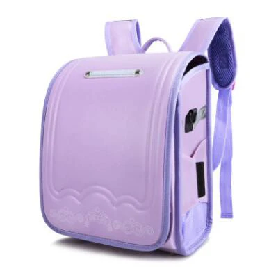 purple Японская Детская сумка ортопедические школьные сумки Детский рюкзак для девочек и мальчиков водонепроницаемый PU рандосеру цветочный дизайн Студенческая сумка - Цвет: purple