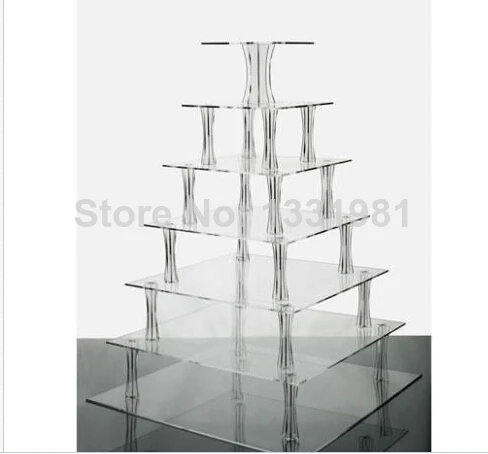 

7 Tier Clear Square Shaped Acrylic Cup Cake Stand