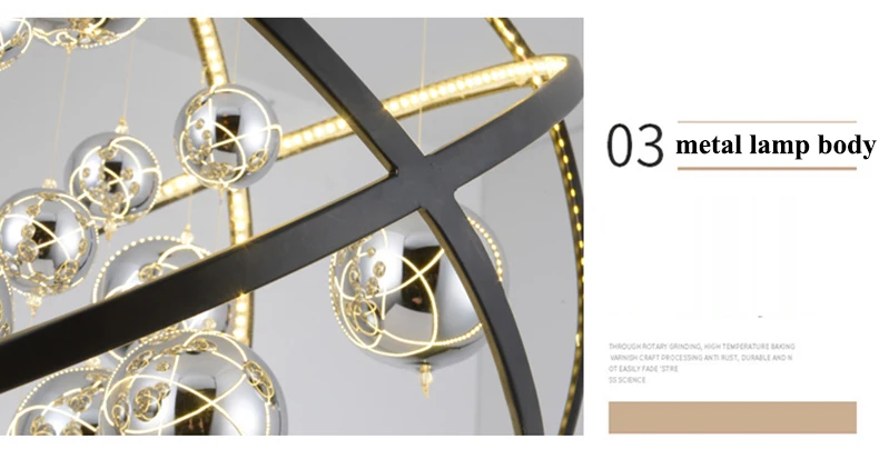 Светодиодный подвесной светильник из современного черного металла, хромированный стеклянный шар для гостиной, светодиодный подвесной светильник для столовой, подвесной светильник, светодиодный подвесной светильник s