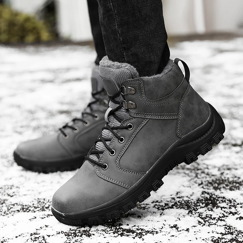 High help large cotton shoes boots male winter and thickening warm waterproof leather face of tall waist non-slip | Спорт и
