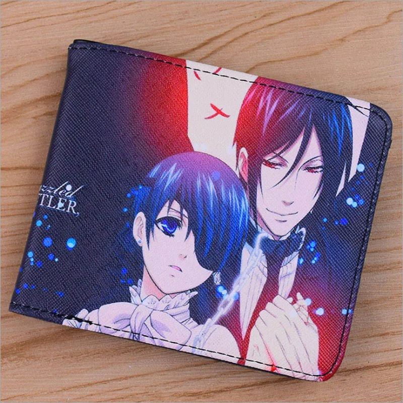 Black Butler Черный Дворецкий аниме короткий кошелек Себастиан микаелис и Ciel Phantomhive двойные зажим для денег - Цвет: Black Butler