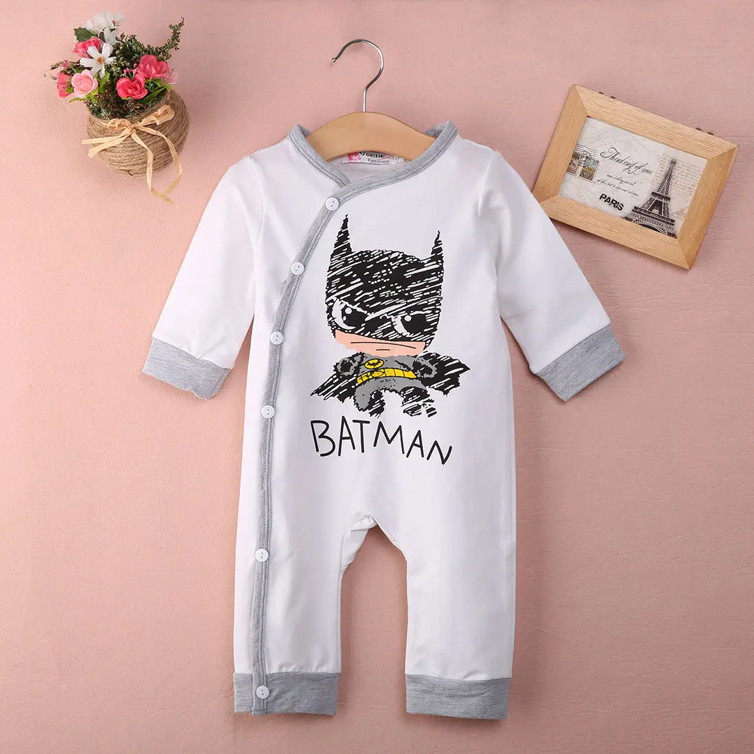 Белый IMCUTE с веревкой и мультяшным рисунком, для младенцев, для новорожденных, комбинезон с длинными рукавами комплект одежды для маленьких мальчиков из одного предмета для девочек Бэтмен боди - Цвет: Белый