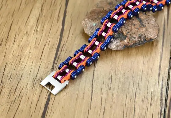 80g панк дизайн нержавеющая сталь цветной велосипедный браслет-цепочка 16 мм 8