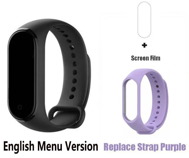 Xiaomi mi Band 4 новейший музыкальный Смарт mi band 4 браслет пульсометр фитнес 135 мАч цветной экран Bluetooth 5,0 - Цвет: add pruple strap