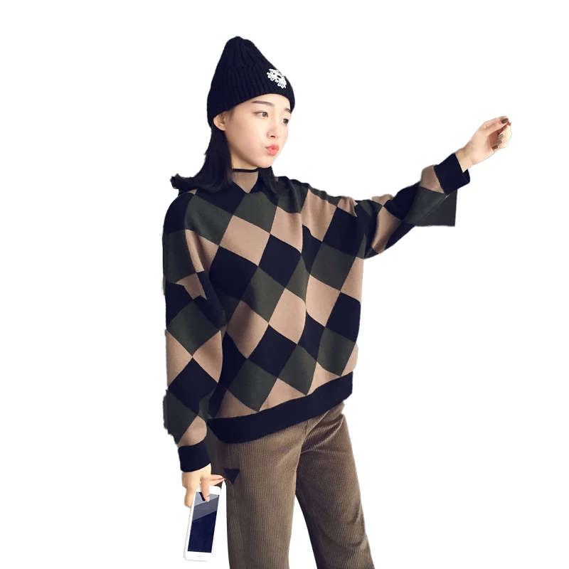 Свитера водолазка длинный рукав обычный пуловер летучая мышь геометрические