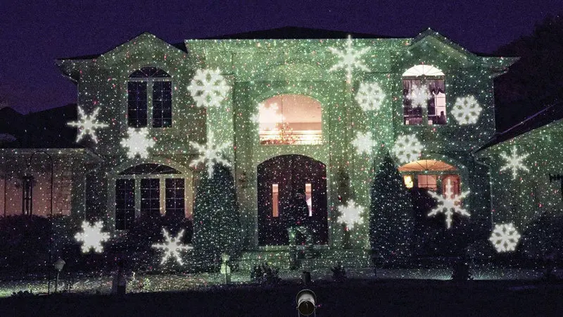 Outdoor Snowflake snow Laser LED Landscape Light Garden Holiday Projector moving pattern Christmas Wedding Party spotlight show | Лампы и