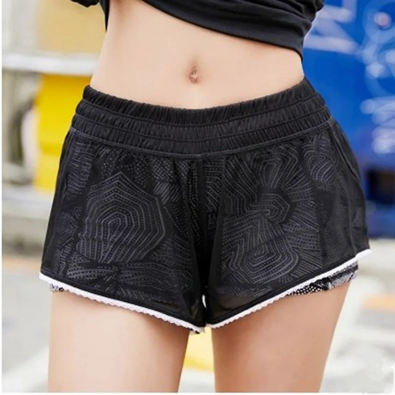 Summer new mesh geometry print sports shorts running fitness with liner anti-light yoga | Спорт и развлечения