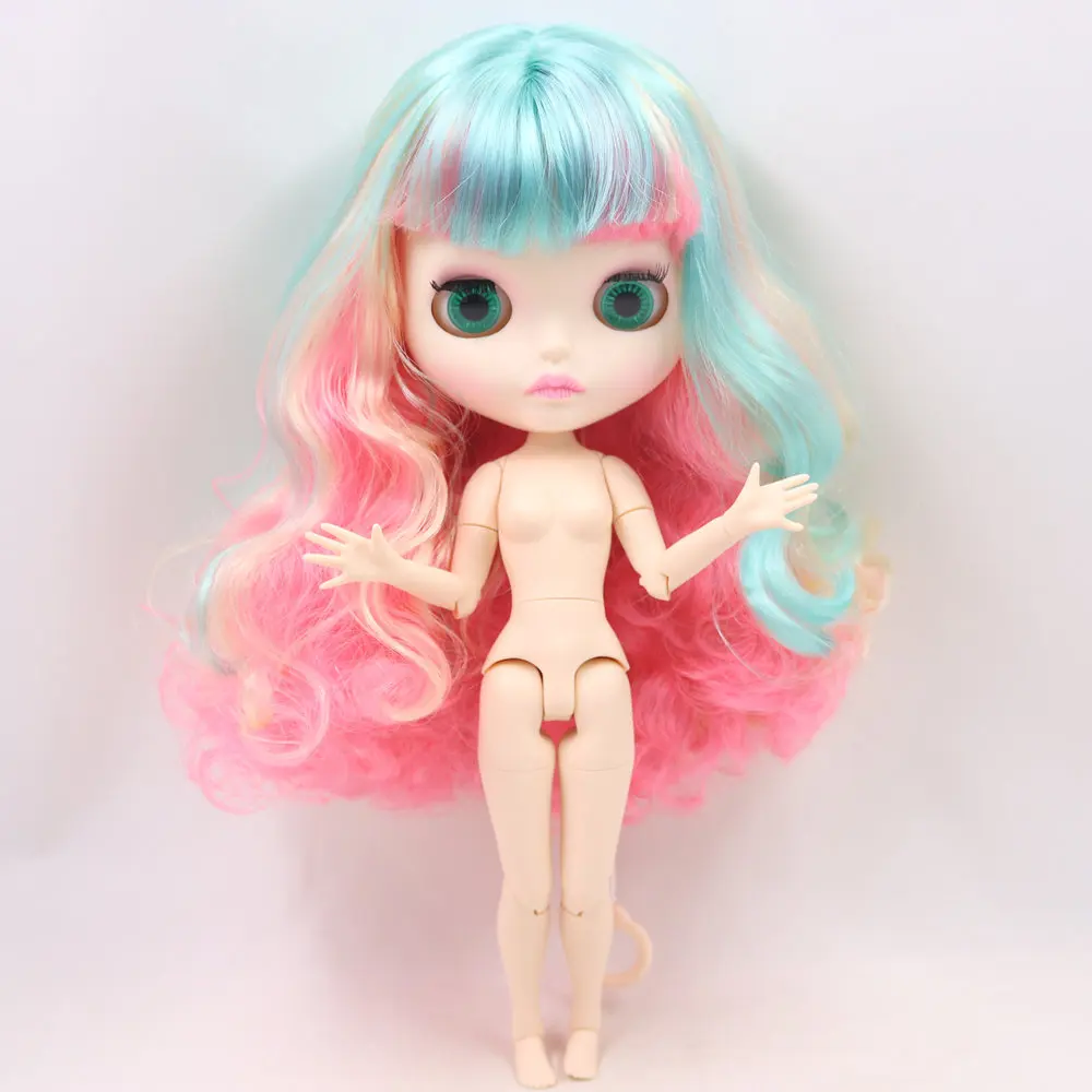 ICY Nude Blyth кукла для серии No. BL2369/313/4268 розовый цвет смесь зеленые и желтые волосы резные губы матовые лица шарнир тела 1/6bjd