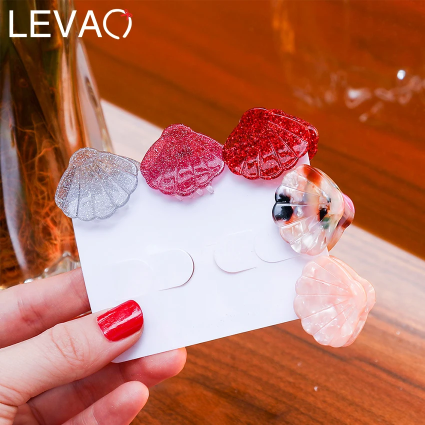 Levao 2 шт. мини заколки для волос в виде ракушек девочек аксессуары Красочные