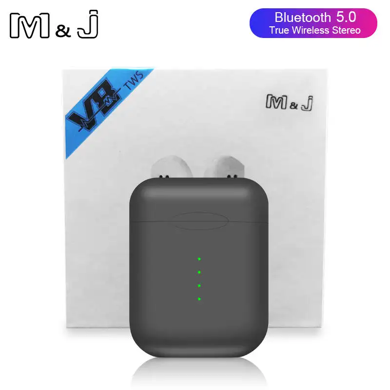 Оригинальные всплывающие наушники V8 TWS Bluetooth 5,0, мини беспроводные стерео сенсорные наушники, наушники PK i10 i20 i30 i80 i100, Прямая поставка - Color: Gray