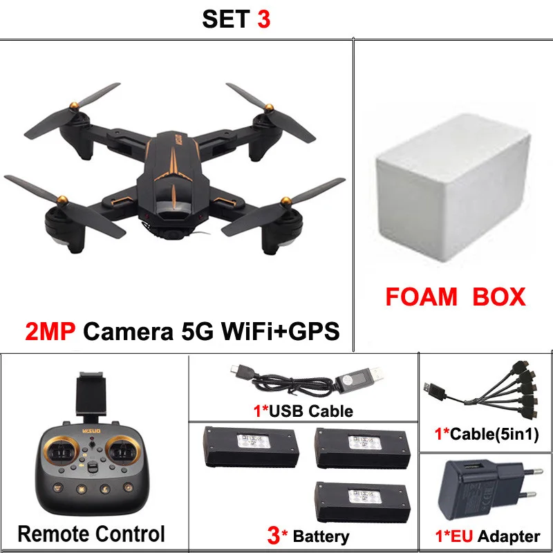 SET3 VISUO XS809W XS812 складной мини-Дрон для селфи с камерой 2MP/5MP 5G WiFi+ gps позионирующий Радиоуправляемый вертолет удерживающий высоту Квадрокоптер - Цвет: SET3