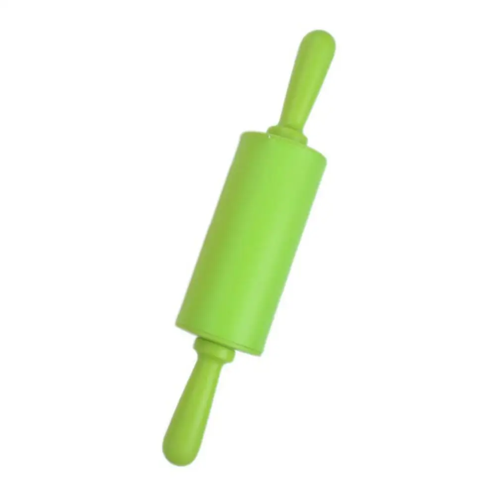 Adeeing 9 дюймовая детская антипригарная силиконовая Скалка с ручкой PP - Цвет: green