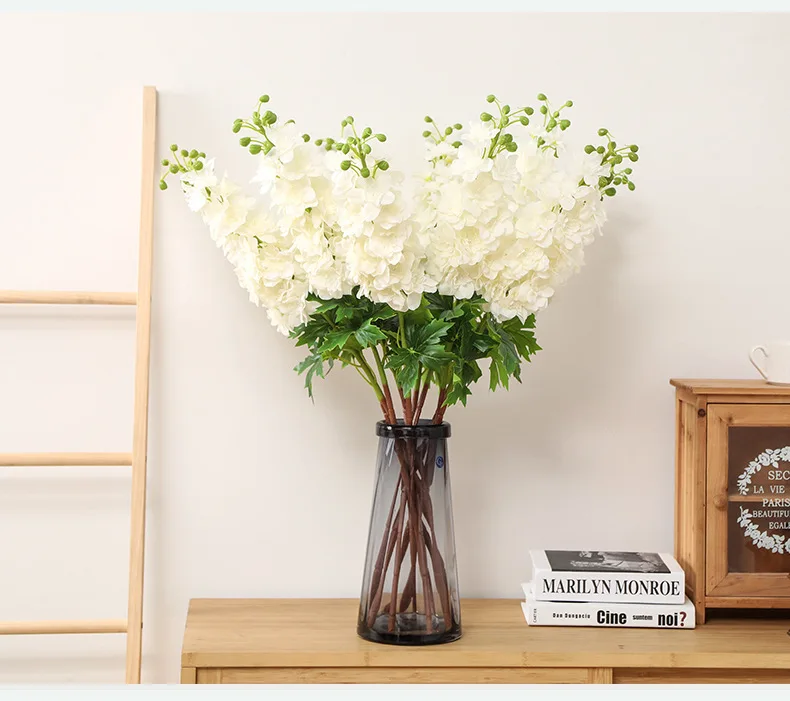 Цветы на одной ветке Delphinium Ajacis, длина 80 см, модная Орхидея, сделай сам, искусственный Шелковый цветок, белый, розовый, свадебное украшение для дома