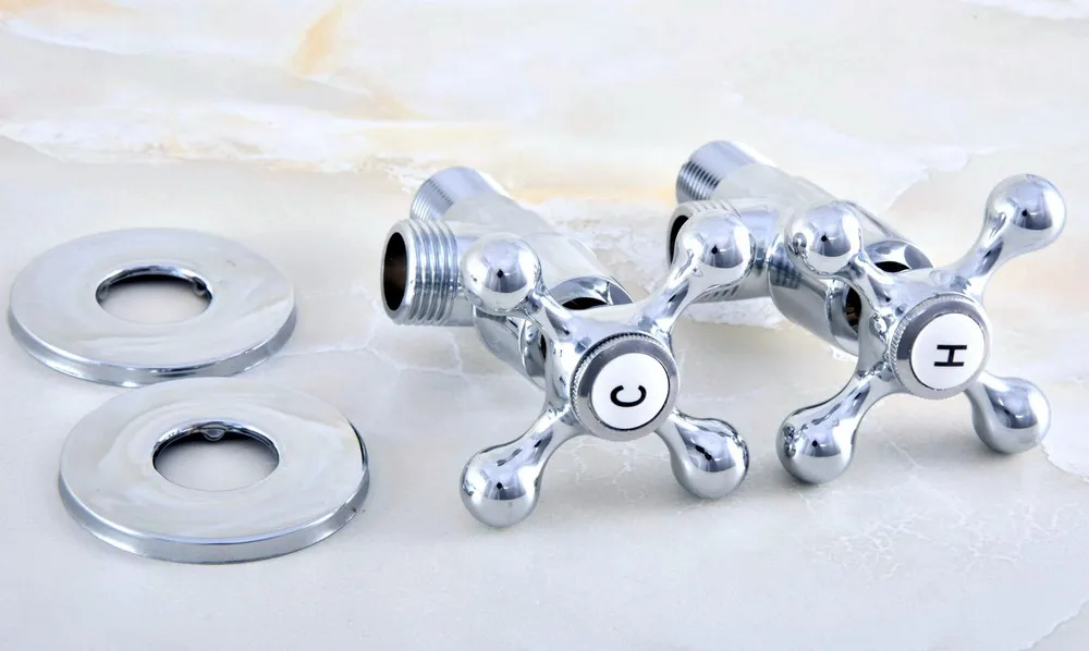 2 шт. полированные хромированные латунные поперечные ручки для ванной комнаты