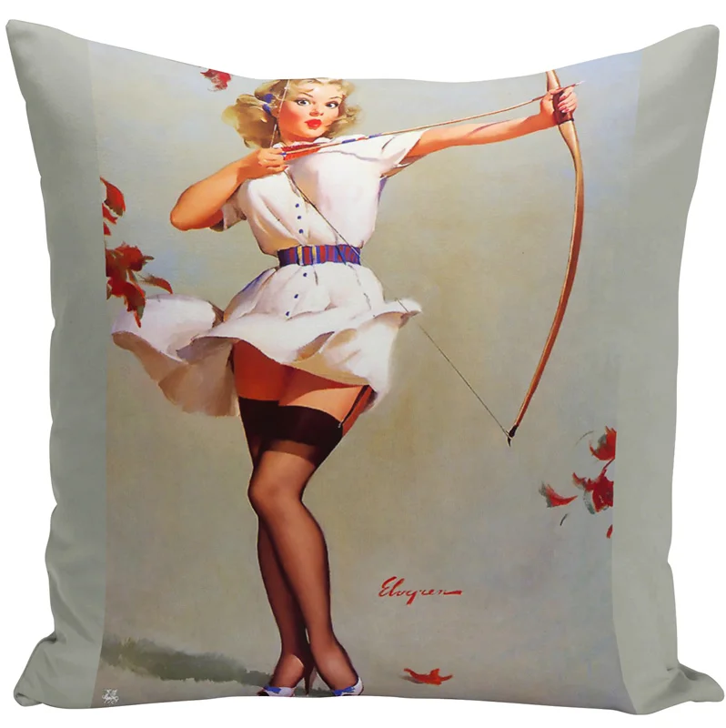 Масло patinting Sexy Lady Pinup Girl плакат Принт Чехлы для подушек современный дом декоративные волокна Подушки Детские случае Винтаж автомобиля Подушки Детские скольжения