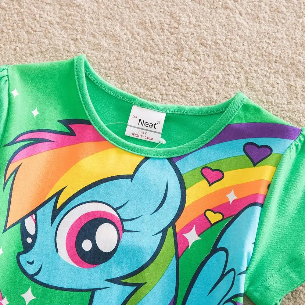 New Summer Little Pony Wear Children Girls Christmas Rainbow Dash Costume Casual Dress Baby Girl Home 7Year | Детская одежда и