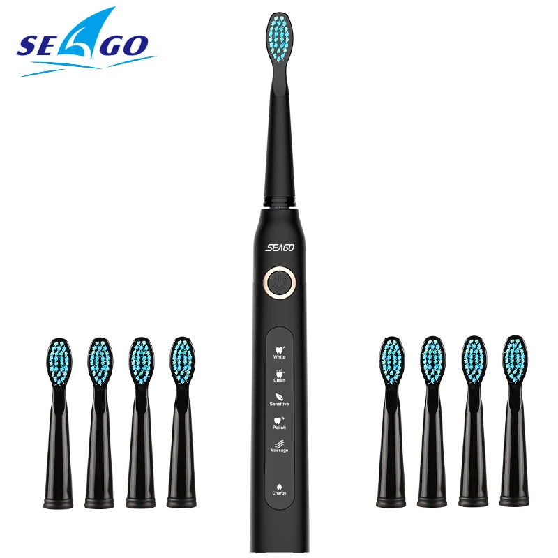 Seago SG507 электрическая зубная щетка USB перезаряжаемая с 12 шт. сменной головкой 5