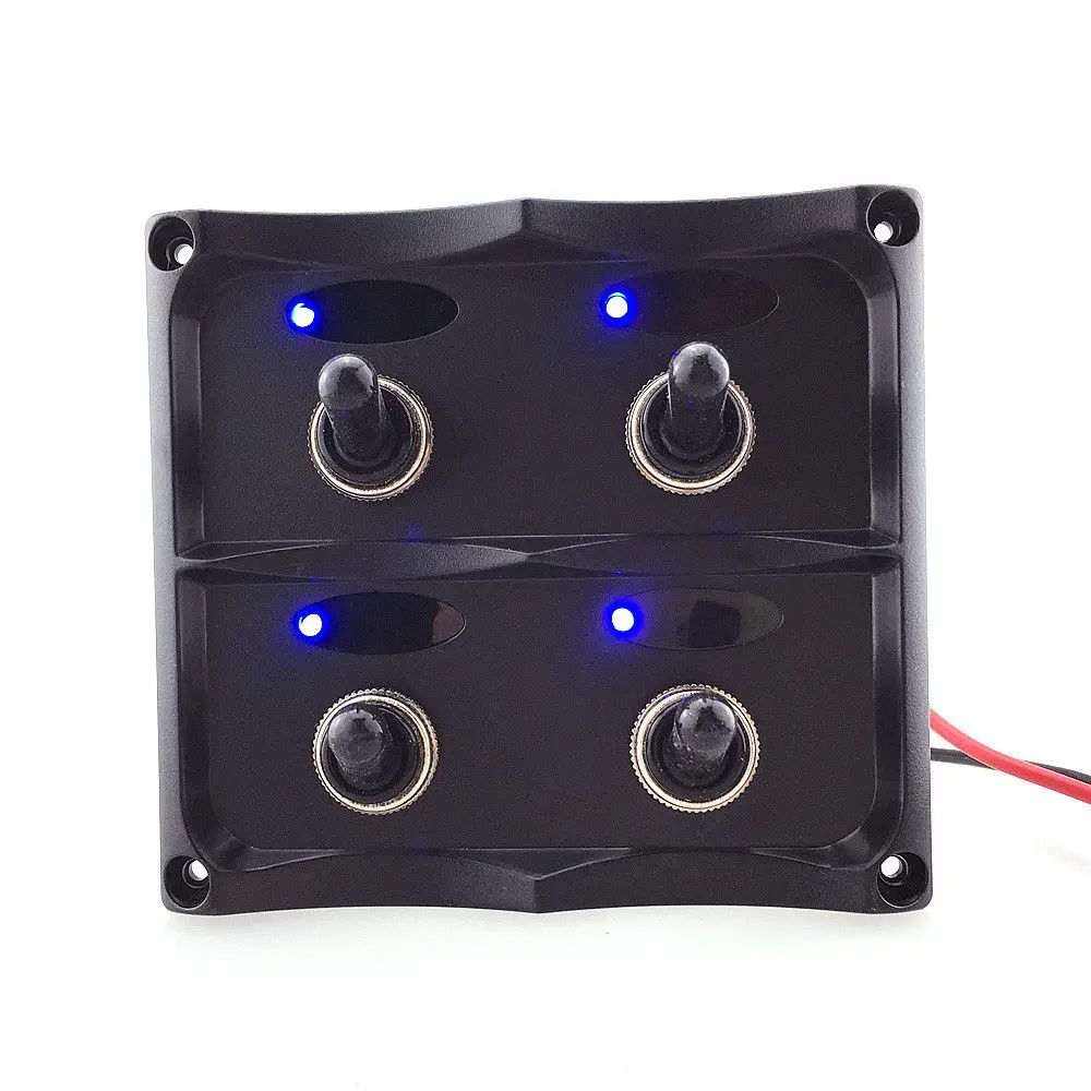 

Marine Electric 4 Gang Blue LED ON-OFF Toggle Switch Panel for Boat Rvs