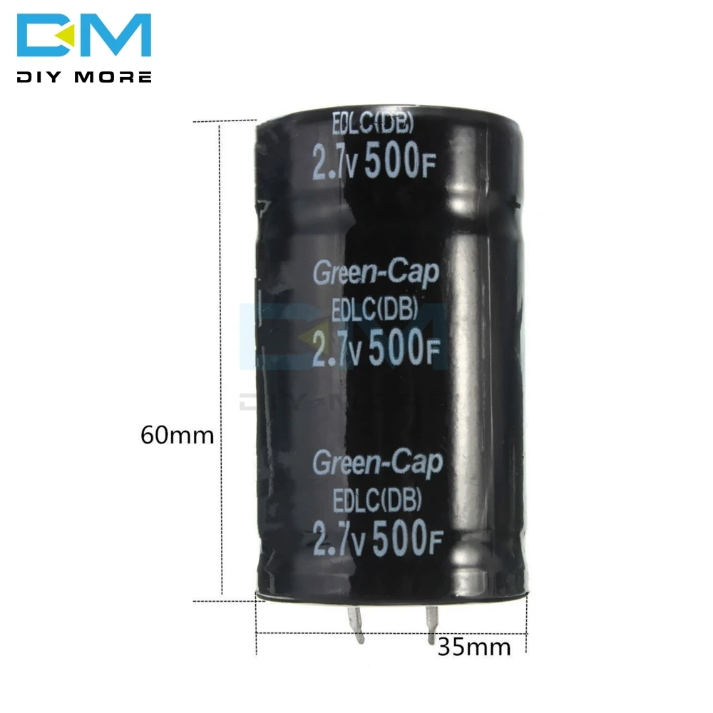 Diymore Super Farad конденсатор 2,7 V 500F 35*60MM конденсаторы сквозное отверстие конденсаторы общего назначения 2.7V500F два фута четыре фута