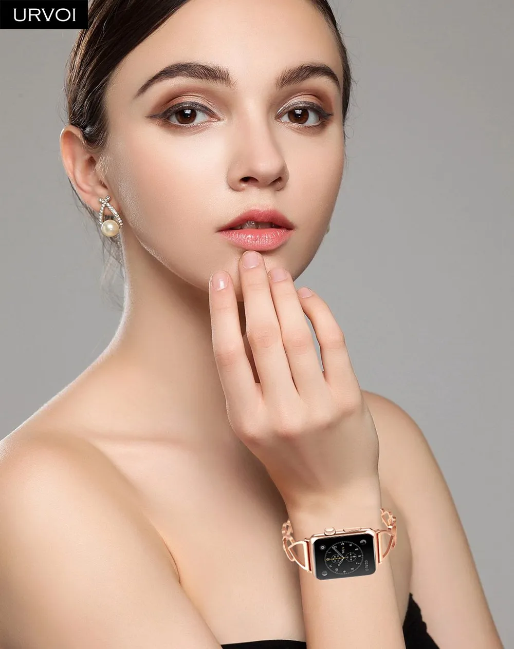 URVOI braceket для Apple Watch серия 4 3 2 1 любящее сердце модная цепочка девочек браслет на