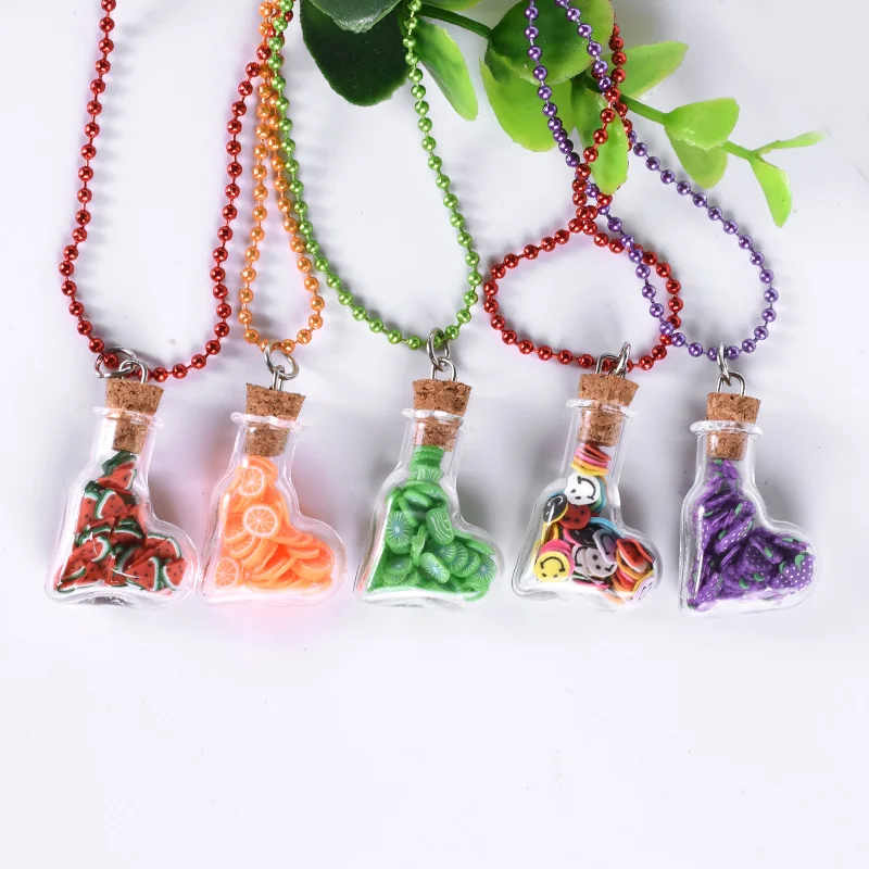 2017 креативное фруктовое ожерелье Хрустальное стекло в форме сердца бутылки