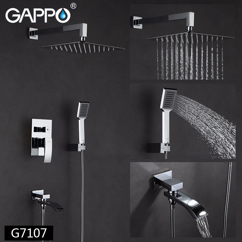 Душевая система GAPPO Водопад большой хромированный смеситель для душа и ванны