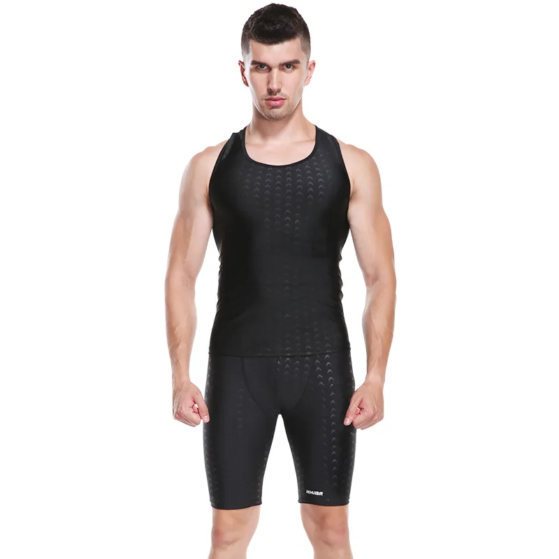 Swimming Suits 2 1* набор мужской плавательный дайвинг серфинг костюмы Акула-кожа как материал цепляется половина рукав/без рукавов Топ и багажник набор комбинация - Цвет: Swimming Suits 2