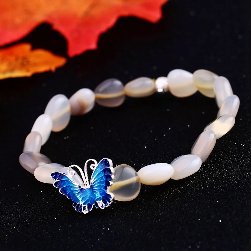 Yumten Moonstone 925 Silver Butterfly Love Women's Bracelet Jewelry Carters Buda Femme Armbanden Voor Vrouwen Bileklik | Украшения и
