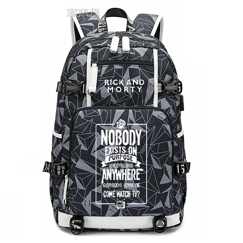Школьный рюкзак Mochila, модная сумка для ноутбука с принтом, мужские дорожные сумки, рюкзак с зарядкой через usb, рюкзак Rick and marty, Оксфорд