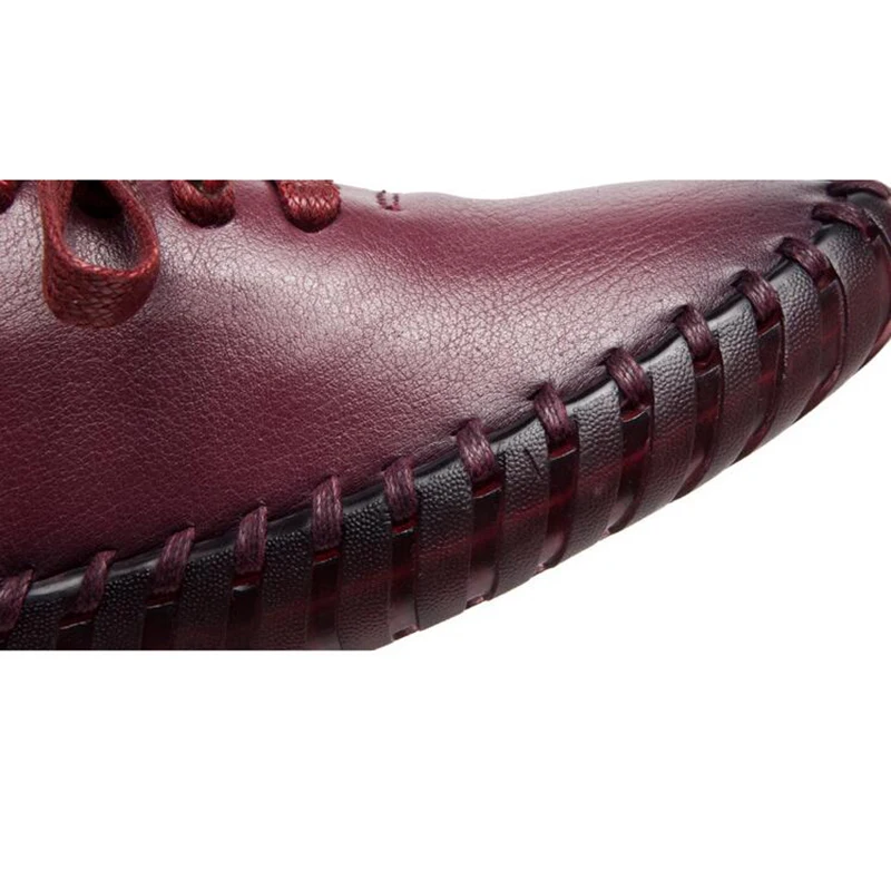 

2018 new Spring women sneakers Handmade Genuine Leather flats shoes women leather lace boat shoes Loaferds flats moccasins k711