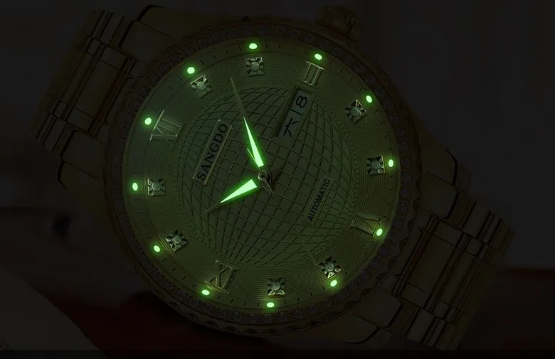 Роскошные часы Sangdo 40 мм автоматическое самокручивающееся движение сапфировое