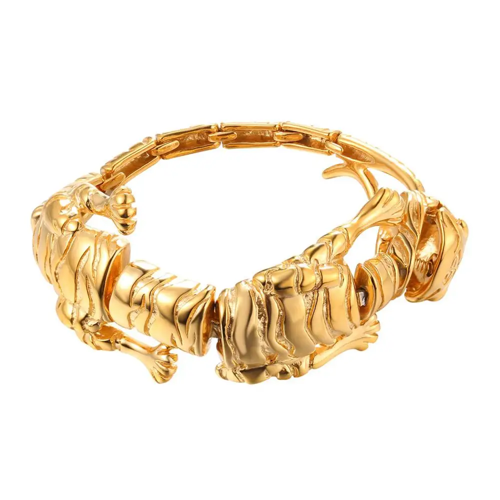Gold Color Starlord браслет с надписью в форме тигра уникальный дизайн модный золотого цвета/из нержавеющей стали крутой тигр мужской браслет GH2701 - Окраска металла: Gold Color