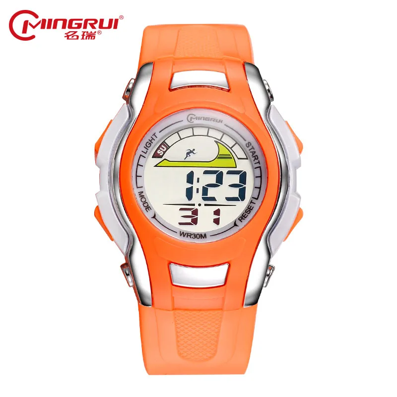 orange Модные цифровые часы, спортивные часы с секундомером и мультипликационным принтом, водонепроницаемые наручные часы 30 м, студенческие Детские часы - Цвет: orange