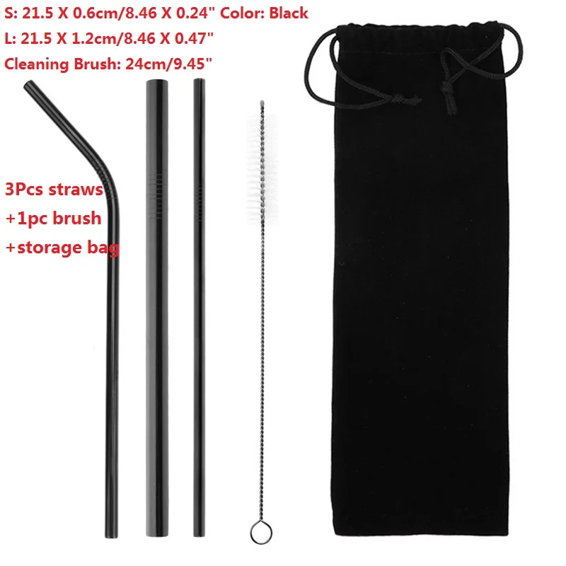 d 3 tubes 1Brush1bag Питьевой соломинки многократного использования из нержавеющей стали питьевой соломинки с чистящей щеткой трубки соломинки Свадебная вечеринка питьевой аксессуары - Цвет: d 3 tubes 1Brush1bag