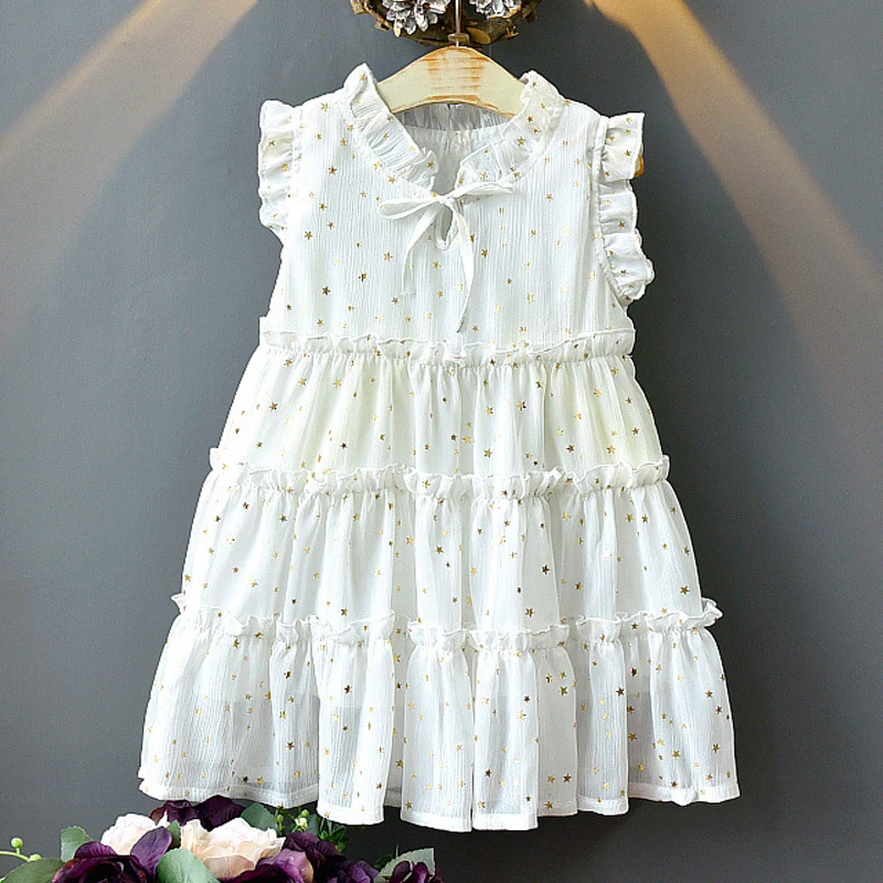 Платья для девочек Новинка лета 2020 детская одежда позолоченное платье принцессы