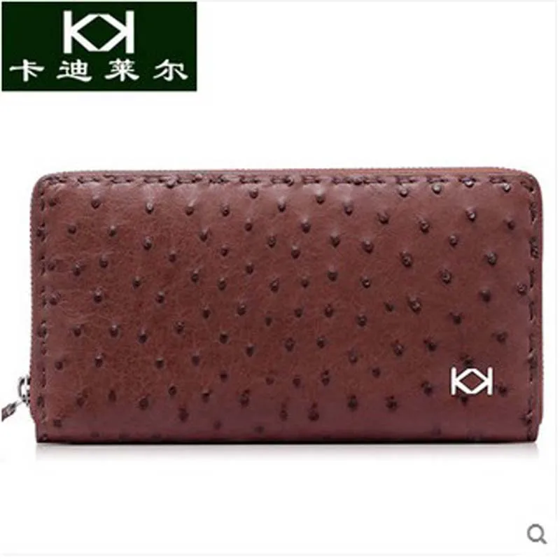 

kadiler Import ostrich skin men bag multi-function long men purse more screen casual men day clutches