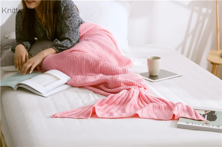 Одеяло с хвостом русалки вязаное одеяло рыбьим для путешествий домашний диван