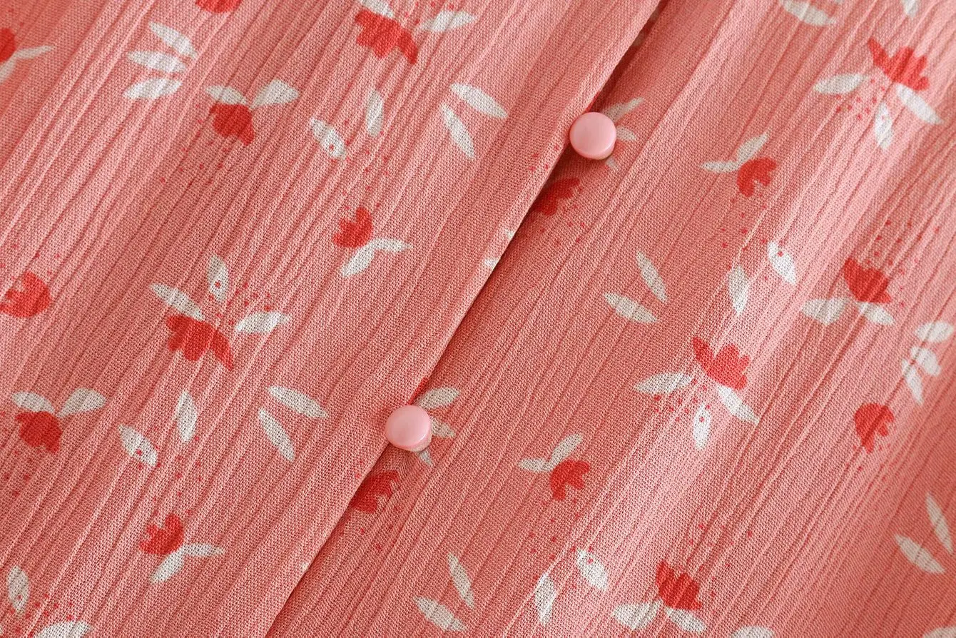 Блузка женская с длинным рукавом плиссированная цветочным принтом|Блузки| |