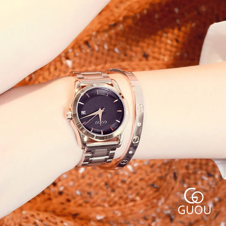 Горячая Распродажа GUOU Роскошные полностью из нержавеющей стали розовое золото