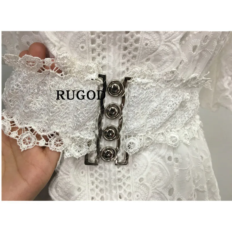 RUGOD Новое модное Открытое платье с пышными рукавами женское платье с круглым вырезом Темперамент Леди Корейская верси