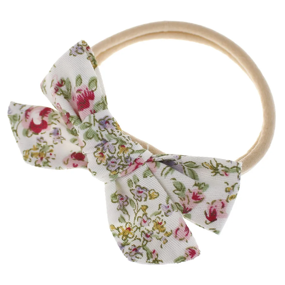 Повязка на голову детская нейлоновая эластичная с принтом мягкая бант-галстук