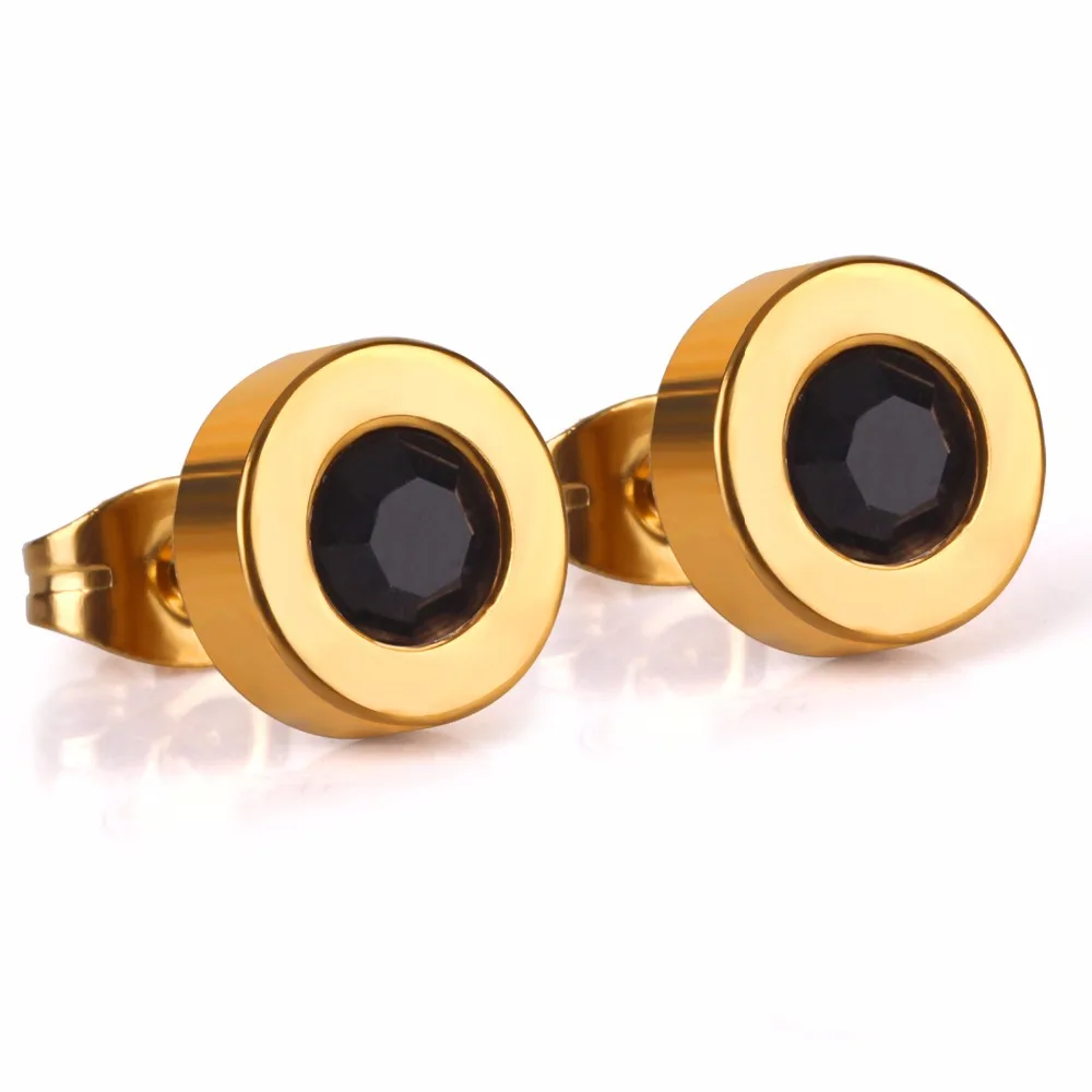 Женские круглые серьги гвоздики из нержавеющей стали с фианитом|earrings jewelry|stainless