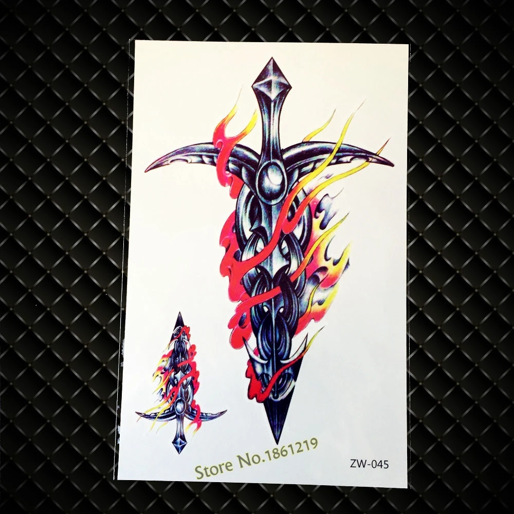 1 шт. большой меч для воина временная татуировка поддельный водонепроницаемый